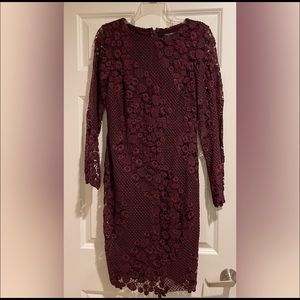 Long Sleeve Purple Lace Dress